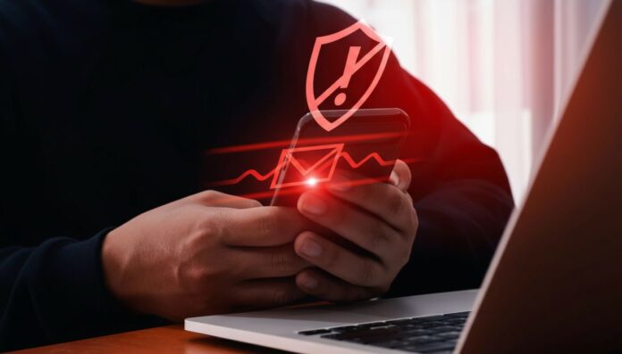 Ρεαλιστική απεικόνιση smartphone με ύποπτο μήνυμα SMS που σχετίζεται με το Fuel Pass και υποδηλώνει προσπάθεια ηλεκτρονικής απάτης,