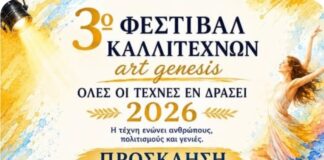 3ο Φεστιβάλ Καλλιτεχνών ART GENESIS 2026: «Όλες οι Τέχνες εν Δράσει»
